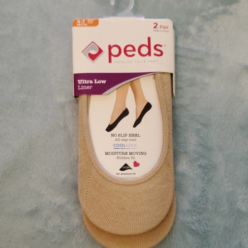 Peds ultra low liner 2 pair, 4-7 petite shoe size liners